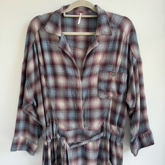 Free People before i let go romper with revere collar in vintage plaid, size Sm - Picture 11 of 16